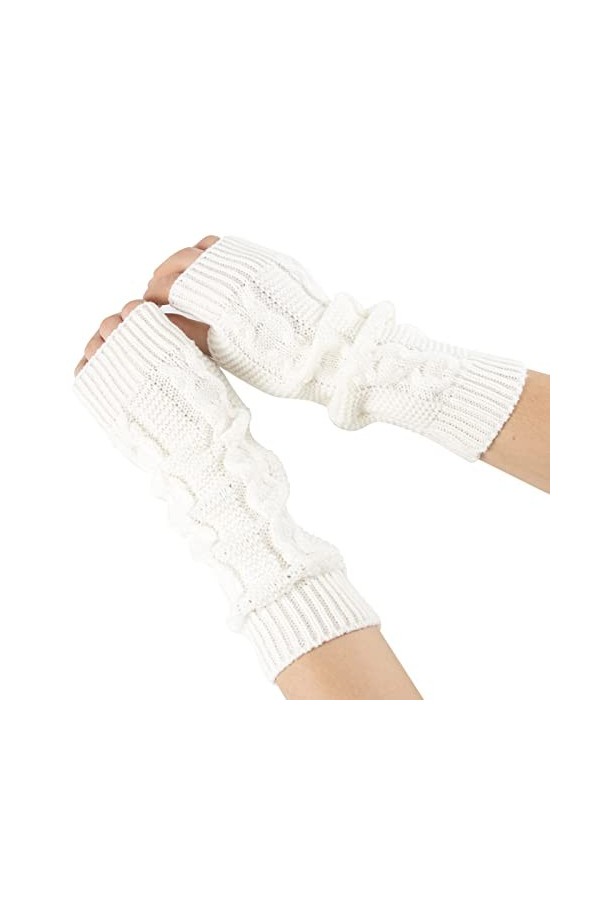 Gants longs chauffe-bras moufles extensibles mitaines longueur manches gants tricot gants chauds femmes chauffe-pouls hiver