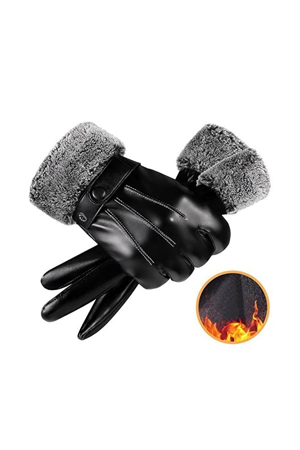 LZPCarra Costume Léopard Femme Homme Hiver PU Screen Gants Cuir Moufles Imperméable Thermique Chaud Gant Gants Enfants 2 Ans 