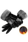 LZPCarra Costume Léopard Femme Homme Hiver PU Screen Gants Cuir Moufles Imperméable Thermique Chaud Gant Gants Enfants 2 Ans 