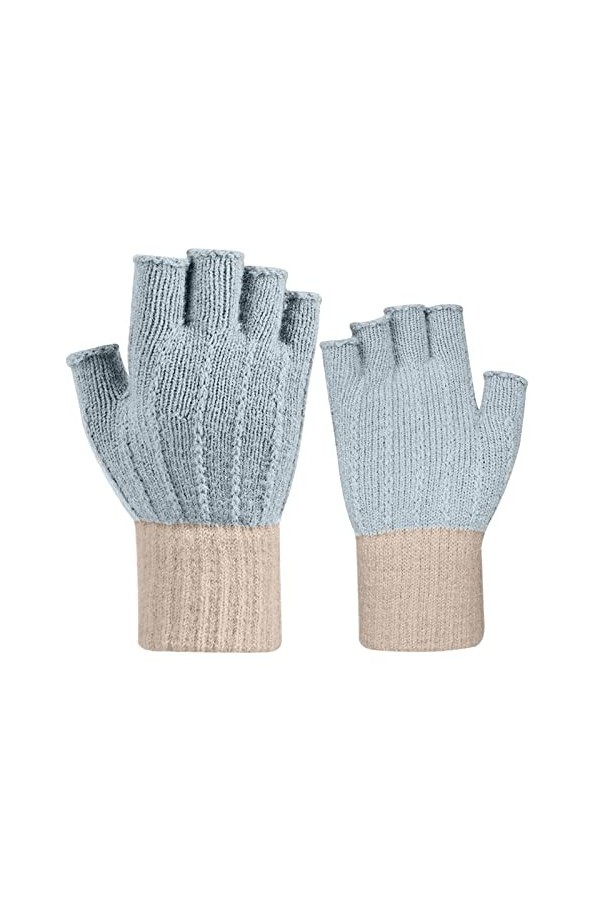 Gants de ski moufles dautomne et dhiver tricotés en laine pour homme et femme Gants chauds de couleur unie Gants de doigts 