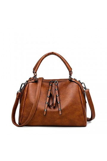 Coolives Sac à Main porté Main avec bandoulièr pour Femme en Cuir PU Vintage Sacoche Rétro Sac a Main Sac à épaule élégant Pe
