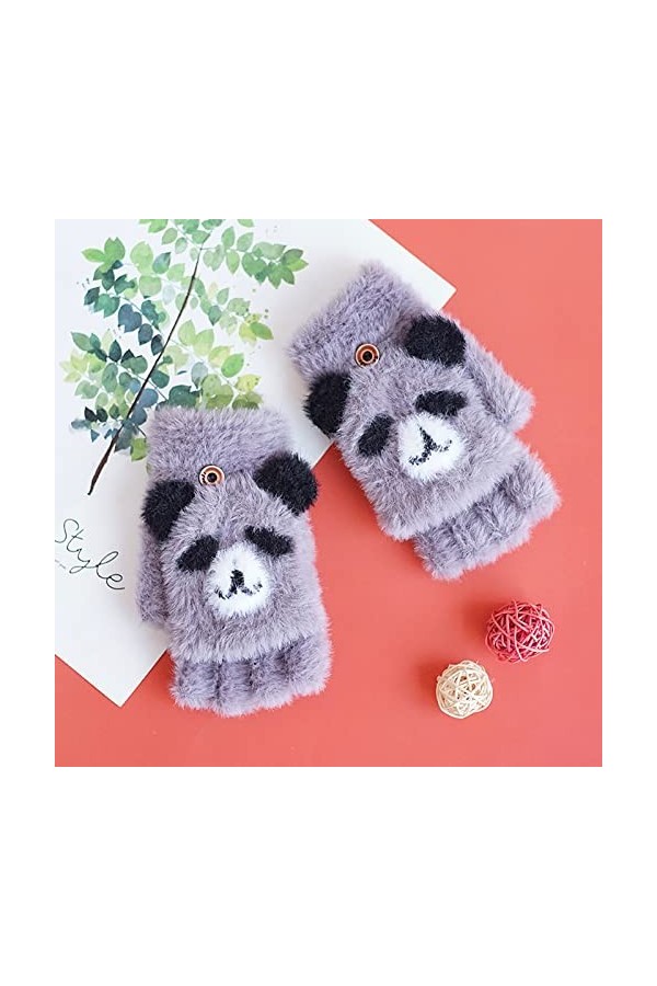 Vêtements en Cuir Femmes Tricot Décontracté Velours Chaud Flip Motif Plus Moufles Mignon Gant Multifonctionnel Mitaines dhiv