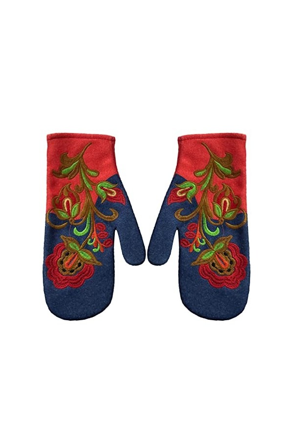 OBiQuzz Moufles dhiver de Noël Gants colorés pour femmes Gants brodés Gants chauds Gants sans doigts Gants en cuir pour femm