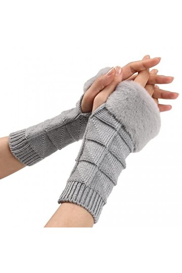 Mitaines Mitaines Femme Noir Gants Tricotés Gants Tricotés Poignet Hiver Automne Unisexe pour Moufles Taille Unique, gris, ta