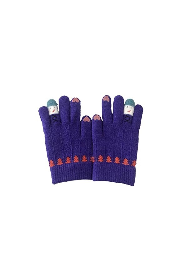 Femmes Automne Hiver Casual Mignon Petit Bonhomme de Neige Décoratif Chaud tricoté Moufles touchables Gants Dhiver Dames Bla