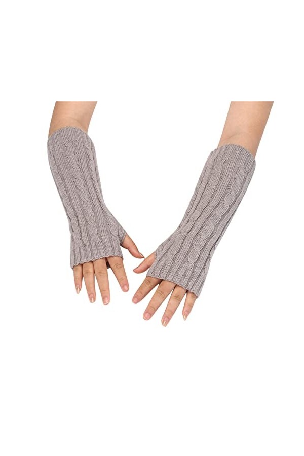 Feiboyy Manchettes tendance pour femme - Longueur des manches - Gants chauds tricotés - Moufles extensibles - Chauffe-pouls -