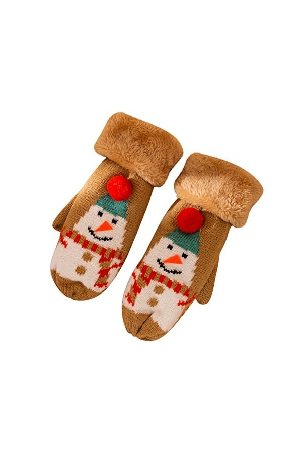 UnoSheng Gants chauds épais en velours brodé de singe, gants chauds et mignons, décontractés, plus moufles, gants de Noël dh