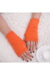 Mitaines pour fille et femme - Bras doux - Chaud - En tricot - Pour lhiver - Gants de ski pour homme, Orange, taille unique