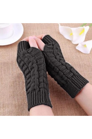 IQYU Extension de cigarette Moufles Femme Bras Mitaines Sans Doigts Unisexe Hiver Chaud Tricoté Gants Doux Mode Gants Bijoux 