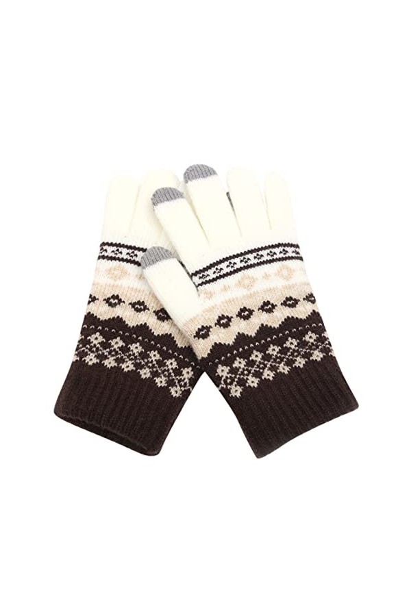 STKOOBQ Gants dhiver chauds en forme de flocon de neige avec écran tricoté tendance pour femme, gants mobiles et hommes adul