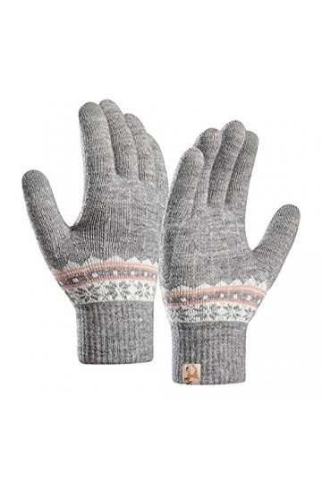 Gants mitaines tricotées pour femme - Gants dhiver chauds en double polaire jacquard - Moufles pour femme - Pour lhiver cha