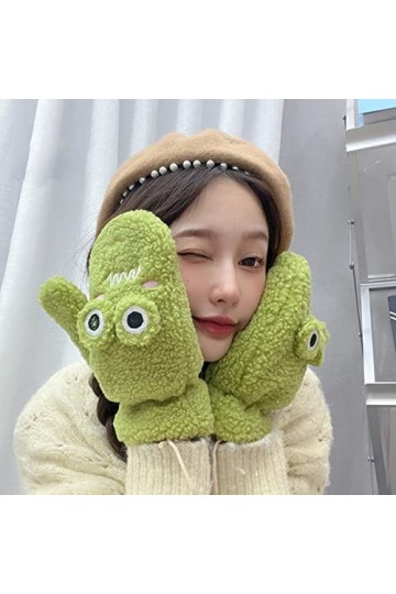 Gants De Temps Froid Grenouille 3D Double Couche Gants DHiver Moufles Féminines Mitaines Corde Tressée Moufles Thermiques Ép