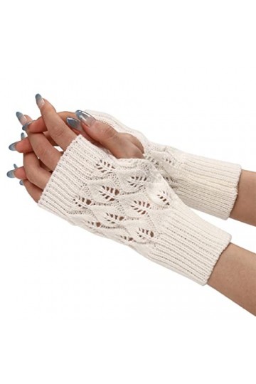 Gants tricotés pour femmes Gants dhiver Moufles à la mode Manchettes Tricot Demi-doigts Mitaines pour Noël Cadeau dannivers