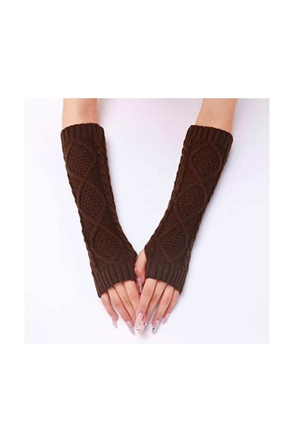 Gants longs chauffe-bras moufles extensibles mitaines longueur manches gants tricot gants chauds femmes chauffe-pouls hiver