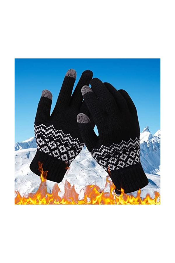 Impression chaude téléphone femme hiver épais et adulte et tricoté flocon de neige créatif avec écran gants mode hommes gants