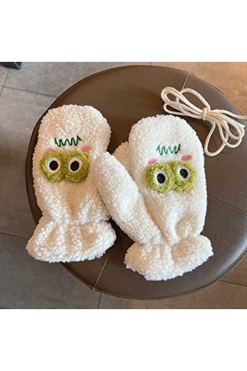 Gants De Temps Froid Grenouille 3D Double Couche Gants DHiver Moufles Féminines Mitaines Corde Tressée Moufles Thermiques Ép