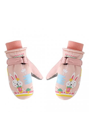 Gants de ski et de snowboard pour enfants - Gants chauds pour temps froid pour garçons et filles - Moufles avec poche, rose, 