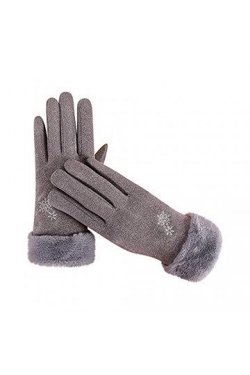 BOTCAM Gants dhiver Broderie Plus Velours Épaissir Cyclisme Moufles Chaudes Femmes Hiver Écran de Conduite Chapeau avec Orei
