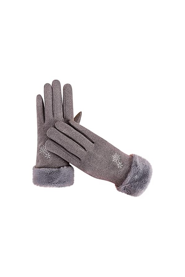 BOTCAM Gants dhiver Broderie Plus Velours Épaissir Cyclisme Moufles Chaudes Femmes Hiver Écran de Conduite Chapeau avec Orei