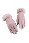 Caxndycing Moufles dhiver pour femme avec doublure en polaire thermique - Gants chauds et épais en polaire pour temps froid 