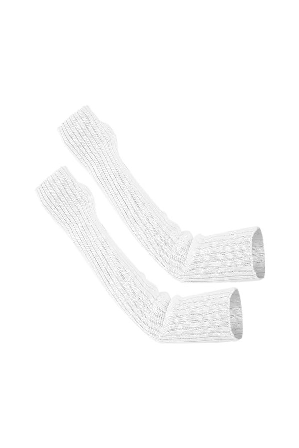 Mitaines dhiver pour femme - Mitaines en tricot solide - Pour temps froid, Blanc 1., taille unique