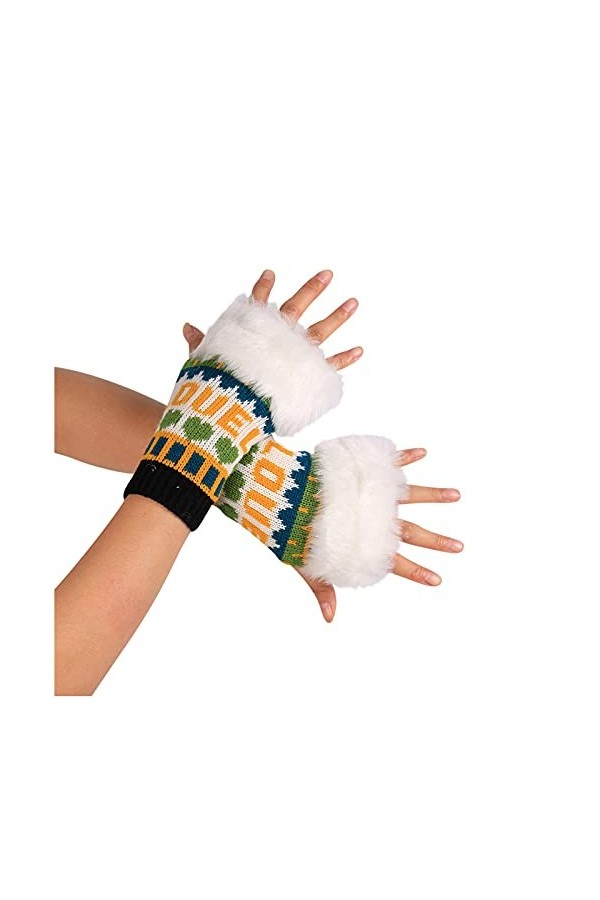 liangp Gants dhiver tricotés - Chauffe-mains longs - Chauffe-mains - Avec trou pour les pouces - Thermique - Sans doigts - M