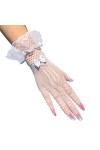 Worparsen 1 paire de gants de mariage, moufles en dentelle avec nœud en strass, gants élégants et bonne élasticité, pour bal 