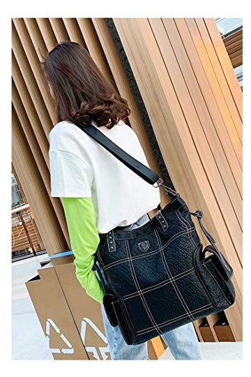 Coolives Sac Cabas Sac à épaule avec Bandoulière pour Femme élégant Sacs a main Chic Sac a Tote Vintage Sac fourre-tout Noir