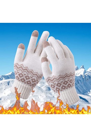 Impression chaude téléphone femme hiver épais et adulte et tricoté flocon de neige créatif avec écran gants mode hommes gants