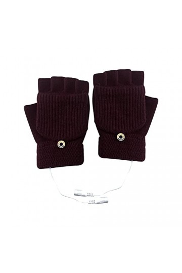 Moufles pour femme en cuir chauffant par temps froid avec batterie rechargeable - Gants chauffants dextérieur Li-ion - Gants