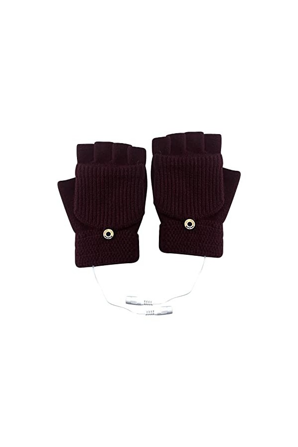 Moufles pour femme en cuir chauffant par temps froid avec batterie rechargeable - Gants chauffants dextérieur Li-ion - Gants