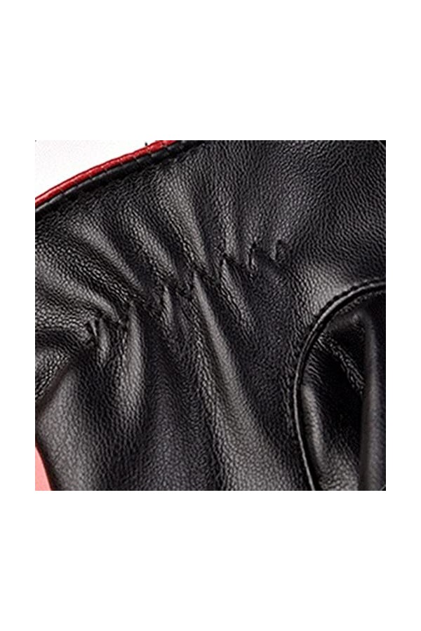 Moufles dhiver en cuir imperméable pour écran tactile pour femme - Gants chauds doublés en polaire pour femme - Isolation pa