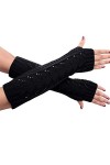 Gants dhiver tricotés Gants Vêtements Accessoires Gants tricotés Gants tricotés Noir Longues Moufles sans doigts pour femmes