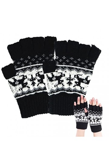 O³ Mitaines Femme Hiver, 1 Paire de Gants sans Doigts en Laine, moufle Tactile - Doux, épais, Chaud, Confortable - Mitaine Mo
