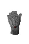 TOSKATOK® Gants sans doigts en laine torsadée pour femme-Taille unique-CRÈME