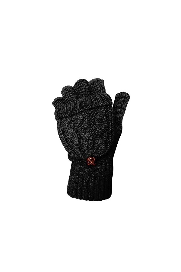 TOSKATOK® Gants sans doigts en laine torsadée pour femme-Taille unique-CRÈME