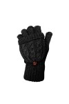 TOSKATOK® Gants sans doigts en laine torsadée pour femme-Taille unique-CRÈME