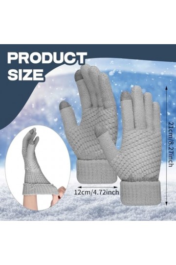 Sibba Lot de 2 paires de gants dhiver pour femme avec doublure en laine chaude et poignets extensibles pour cyclisme, course