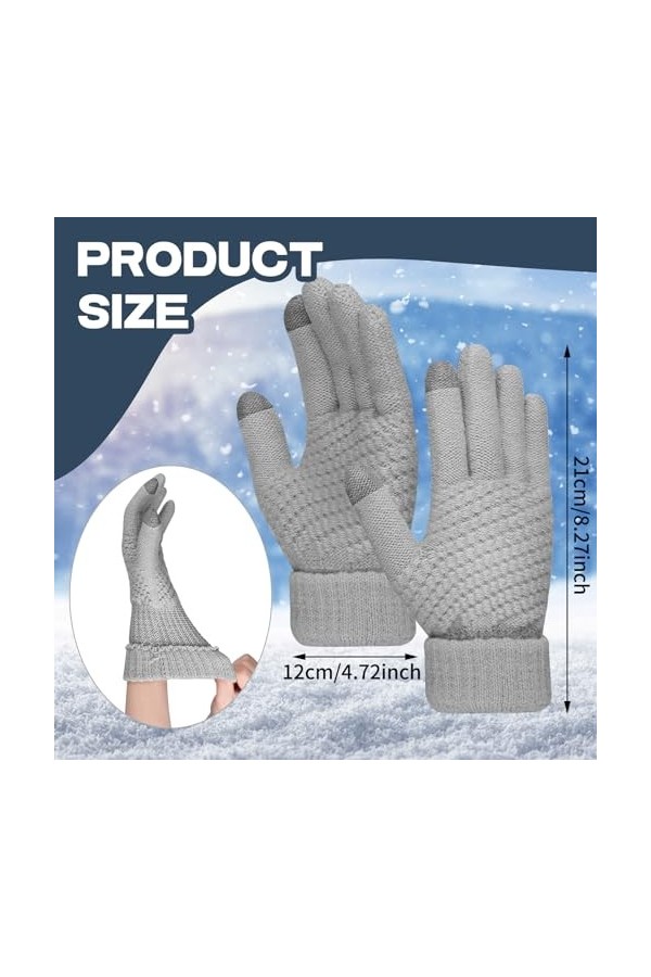 Sibba Lot de 2 paires de gants dhiver pour femme avec doublure en laine chaude et poignets extensibles pour cyclisme, course
