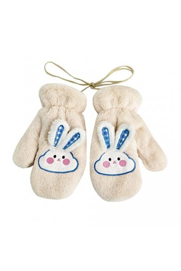 LOIJMK Gants pour Temps Froid Lapin 3D Double Couche Gants dhiver Moufles Femme Moufles Tressées Corde Épais Moufles Thermiq