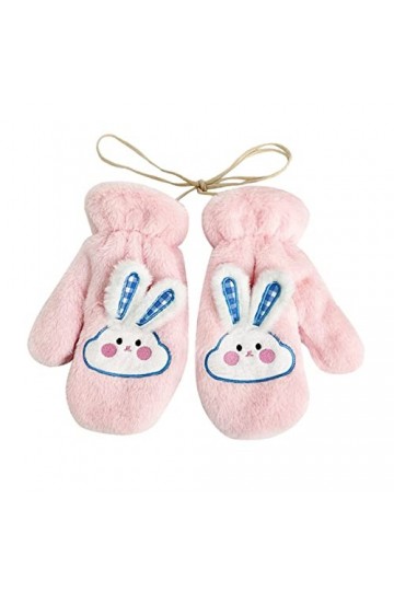 LOIJMK Gants pour temps froid Lapin 3D Gants dhiver Double Couche Moufles Femme Moufles Tressées Corde Épais Moufles Thermiq