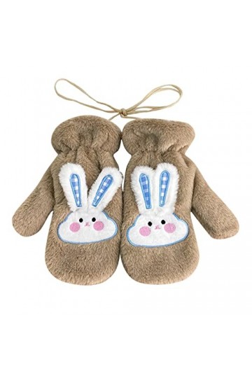 UnoSheng Gants pour temps froid Lapin 3D Gants dhiver Double Couche Moufles Femme Moufles Tressées Corde Épais Moufles Therm