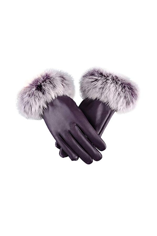 Gants en cuir fourrure pour femme Gants de randonnée Moufles homme