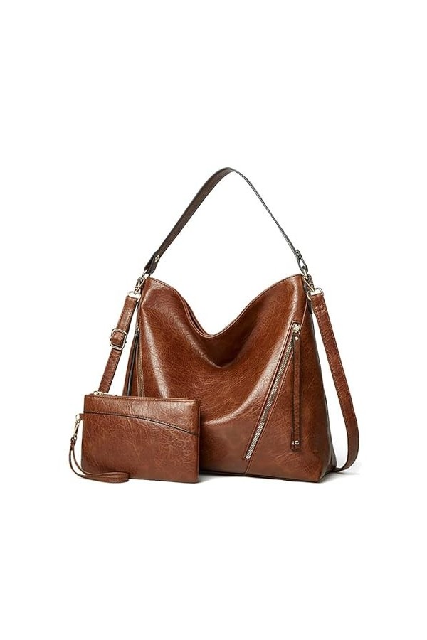 Coolives Sac Hobo Set pour Femme en Cuir PU Ensemble Sac à main portés main avec bandoulière Vintage Sacs à main portés épaul