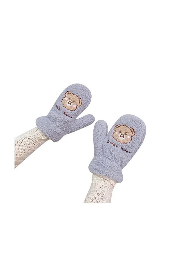 UnoSheng Femmes Mignon Cou Suspendu Gants Épais Personnage Dessin animé Moufles Flip Doigts Hiver Chaud Froid Polaire Gants e