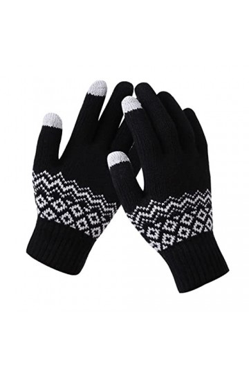 LIANGFANG Moufles en peluche pour femme - Gants dhiver tricotés - Gants dhiver pour écran tactile - Gants dhiver - Motif f