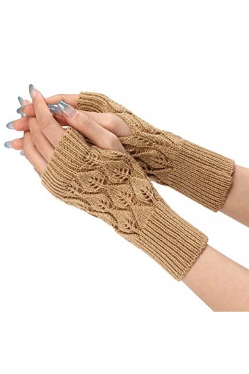 Gants sans doigts pour femme - Noir - Accessoires dhiver - Gants tricotés - Gants longs - Chauffe-mains - Moufles - Manchett