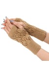 Gants sans doigts pour femme - Noir - Accessoires dhiver - Gants tricotés - Gants longs - Chauffe-mains - Moufles - Manchett