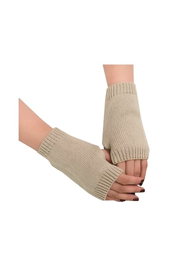 Mitaine Femme Hiver Chaud, Gants Mitaine dhiver Epais tricotés Arm Mitaine Gants Chauff pour femmes Gants Demi-doigt Chaud C