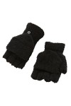Zju59 Gants thermiques pour femme Gants chauds en polaire Corail Poignets élastiques Gants dhiver doublés chauds, Noir , tai